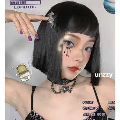 Unzzy HOT SALE Black Short Straight Wig KF81732