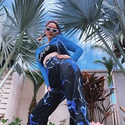 Unzzy Dark Straight-leg Pants KF82193 HOT SALE