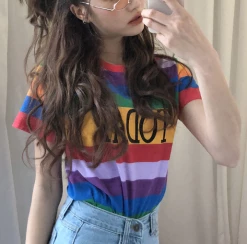 Unzzy HOT SALE Today Rainbow T-shirt KF50079 9 Unzzy HOT SALE Today Rainbow T-shirt KF50079