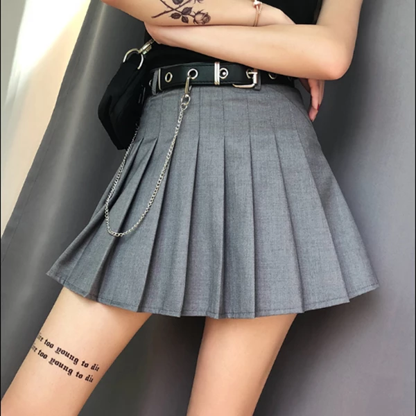 Unzzy Gray High Waist Pleated Skirt KF50127 1 Unzzy Gray High Waist Pleated Skirt KF50127