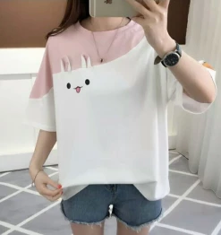 Unzzy HOT SALE Cute Rabbit Loose T-shirt KF50142 8 Unzzy HOT SALE Cute Rabbit Loose T-shirt KF50142
