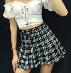 Unzzy HOT SALE Retro High Waist Plaid Skirt KF50522 16 Unzzy HOT SALE Retro High Waist Plaid Skirt KF50522