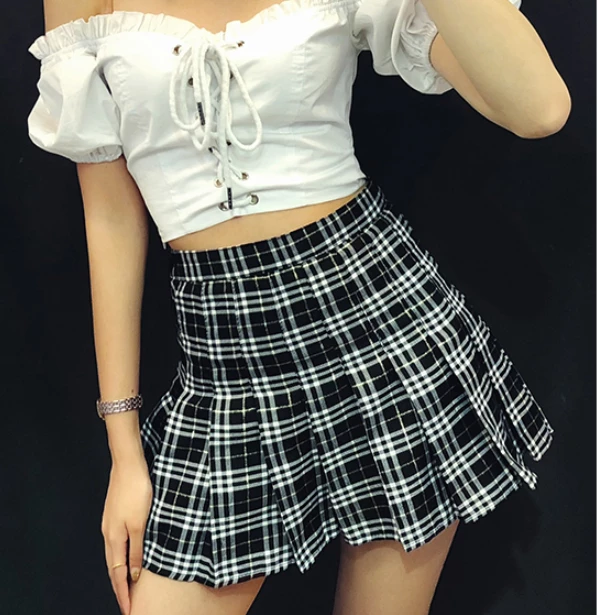 Unzzy HOT SALE Retro High Waist Plaid Skirt KF50522 6 Unzzy HOT SALE Retro High Waist Plaid Skirt KF50522