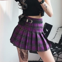 Unzzy HOT SALE Retro High Waist Plaid Skirt KF50522