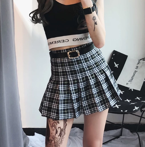 Unzzy HOT SALE Retro High Waist Plaid Skirt KF50522 5 Unzzy HOT SALE Retro High Waist Plaid Skirt KF50522