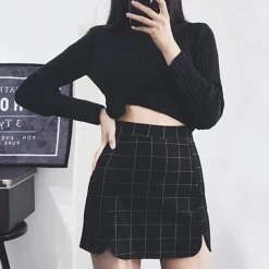Unzzy HOT SALE Plaid Petals Hip Short Skirt KF50523 12 Unzzy HOT SALE Plaid Petals Hip Short Skirt KF50523