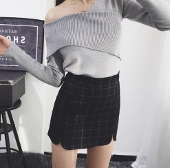 Unzzy HOT SALE Plaid Petals Hip Short Skirt KF50523 15 Unzzy HOT SALE Plaid Petals Hip Short Skirt KF50523