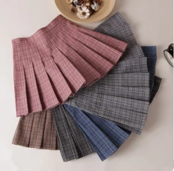 Unzzy HOT SALE Jfashion Plaid Pleated Skirt KF30366