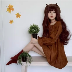 Kfashionstyle Corduroy Doll Style Dress KF40037