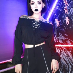 Unzzy Tops Harajuku Lace-up Top KF90107