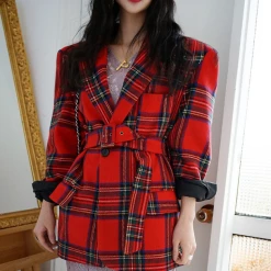 Unzzy Chic Plaid Coat KF90213
