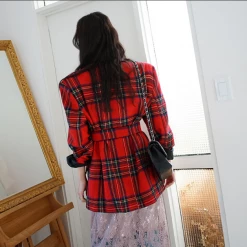 Unzzy Chic Plaid Coat KF90213