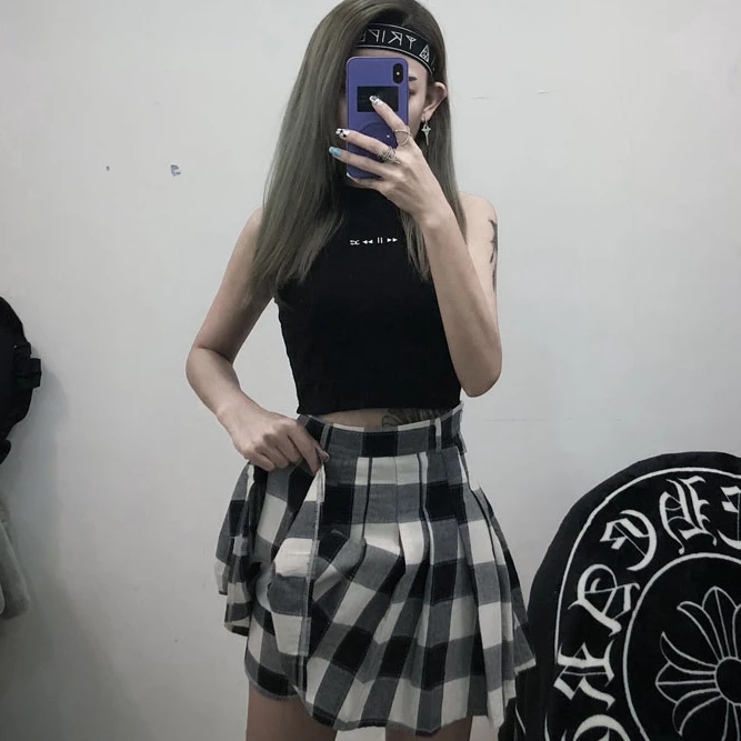 Unzzy Ulzzang Plaid Skirt KF90277 HOT SALE 2 Unzzy Ulzzang Plaid Skirt KF90277 HOT SALE