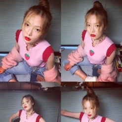 Unzzy HOT SALE Pink Strawberry T-shirt KF90371