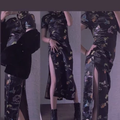 Unzzy HOT SALE Dark Vintage Cheongsam KF90376