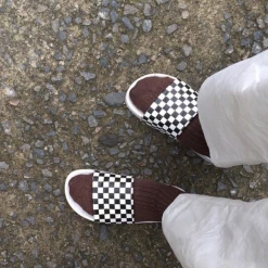 Unzzy Black And White Slippers KF90418