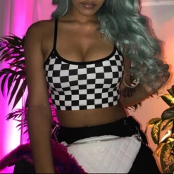 Unzzy Black And White Plaid Strap KF90507