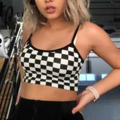 Unzzy Black And White Plaid Strap KF90507