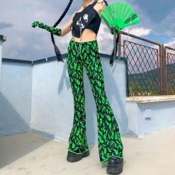 Unzzy HOT SALE Green Flame Pants KF9180 21 Unzzy HOT SALE Green Flame Pants KF9180