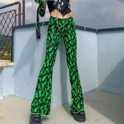 Unzzy HOT SALE Green Flame Pants KF9180 22 Unzzy HOT SALE Green Flame Pants KF9180