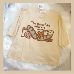 Unzzy HOT SALE Apricot Cartoon T-Shirt KF9257