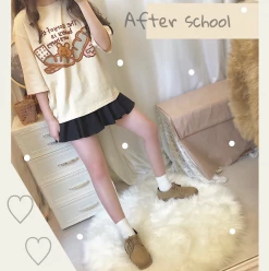 Unzzy HOT SALE Apricot Cartoon T-Shirt KF9257