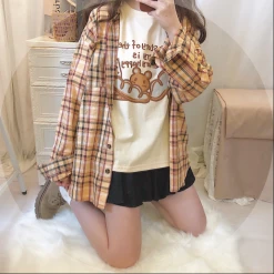 Unzzy HOT SALE Apricot Cartoon T-Shirt KF9257