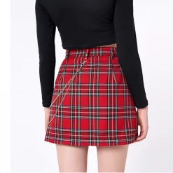 Unzzy Red Plaid Skirt KF9384