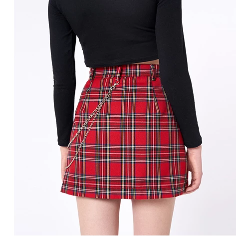 Unzzy Red Plaid Skirt KF9384 2 Unzzy Red Plaid Skirt KF9384