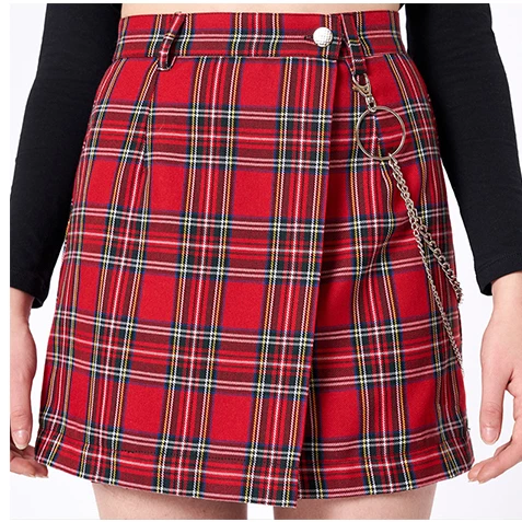 Unzzy Red Plaid Skirt KF9384 4 Unzzy Red Plaid Skirt KF9384
