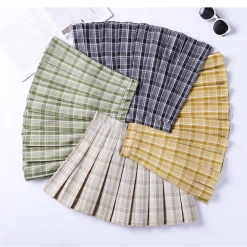 Unzzy Avocado Pleated Skirt KF9456