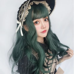 Unzzy HOT SALE Dark Green Long Roll Wig KF9494 14 Unzzy HOT SALE Dark Green Long Roll Wig KF9494