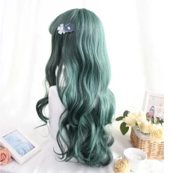 Unzzy HOT SALE Dark Green Long Roll Wig KF9494 17 Unzzy HOT SALE Dark Green Long Roll Wig KF9494