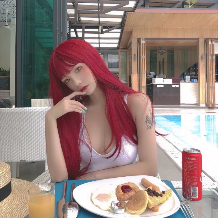 Unzzy Red Long Straight Wig KF9570 7 Unzzy Red Long Straight Wig KF9570