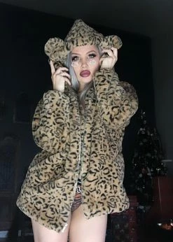 Unzzy Plush Leopard Coat KF9544 HOT SALE