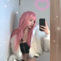 Unzzy Pink Long Straight Wig KF81215