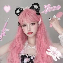 Unzzy Pink Long Curly Wig KF81461 15 Unzzy Pink Long Curly Wig KF81461