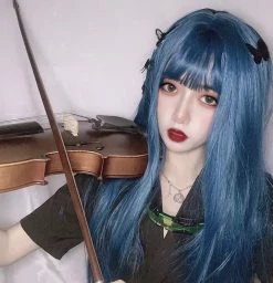 Unzzy HOT SALE Blue Long Straight Wig KF81418