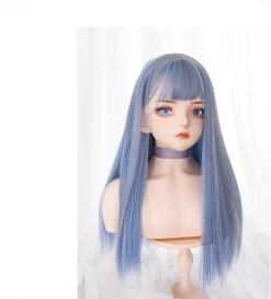 Unzzy HOT SALE Blue Long Straight Wig KF81473