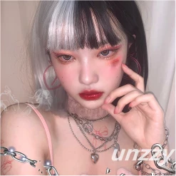 Unzzy Black And White Straight Wig KF81481 11 Unzzy Black And White Straight Wig KF81481