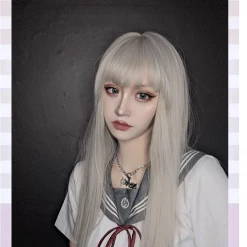 Unzzy HOT SALE Gray Long Straight Wig KF81482