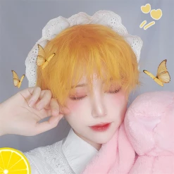 Unzzy HOT SALE Lemon Yellow Short Curly Wig KF81549