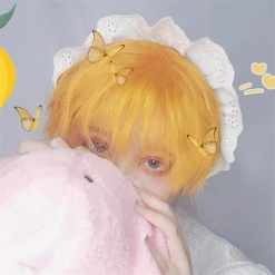 Unzzy HOT SALE Lemon Yellow Short Curly Wig KF81549