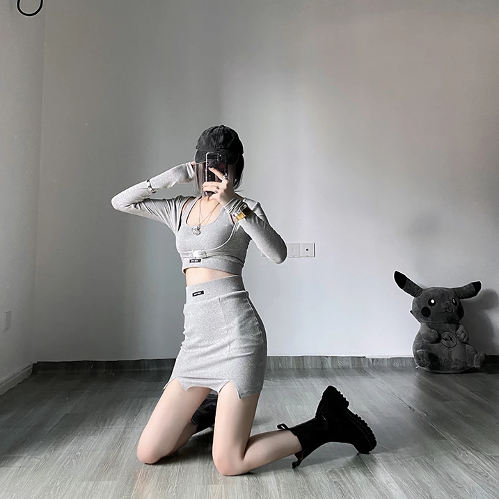 HOT SALE Unzzy High Waist Tank Top + Skirt Two-piece Suit KF50003 3 HOT SALE Unzzy High Waist Tank Top + Skirt Two-piece Suit KF50003