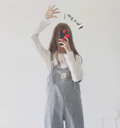 Unzzy Embroidered Suspender Pants KF50008