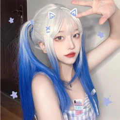 Unzzy Blue And White Gradient Wig KF81622 HOT SALE 7 Unzzy Blue And White Gradient Wig KF81622 HOT SALE