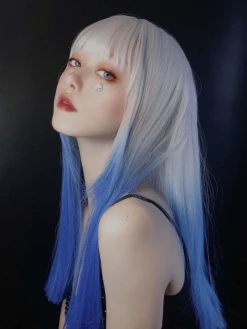 Unzzy Blue And White Gradient Wig KF81622 HOT SALE 9 Unzzy Blue And White Gradient Wig KF81622 HOT SALE