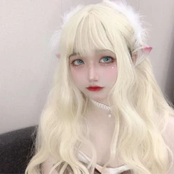 Unzzy Golden Long Curly Wig KF81625