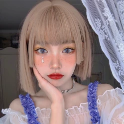 Unzzy Milk Tea Short Straight Wig KF81665