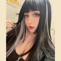 Unzzy Harajuku Black Silver Wig KF21367 HOT SALE